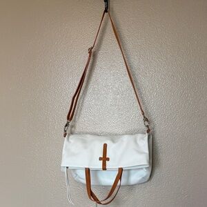 Spiral White and lime green Crossbody and tote bag